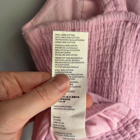 Anthropologie Smocked Pink Bow Tie Back Womens Large Gauzy Dollcore Princess - Picture 11 of 11